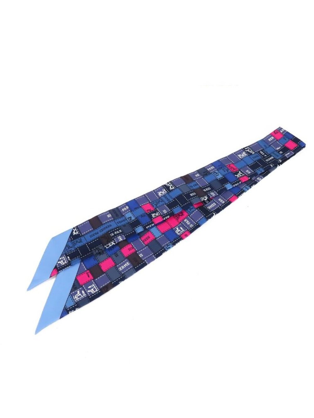 Hermes Twilly Blue Pink Silk Bolduc Carre Scarf